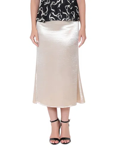 Gracia Textured Satin Fishtail Midi Skirt In Gold