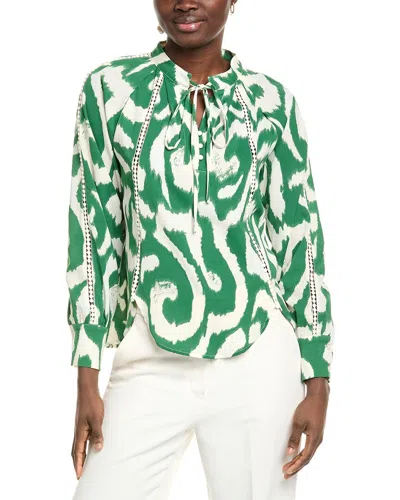 Gracia Tie Neck Blouse In Green