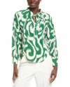 Gracia Tie Neck Blouse In Green