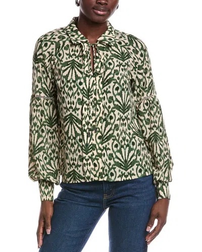 Gracia Tie Neck Top In Green