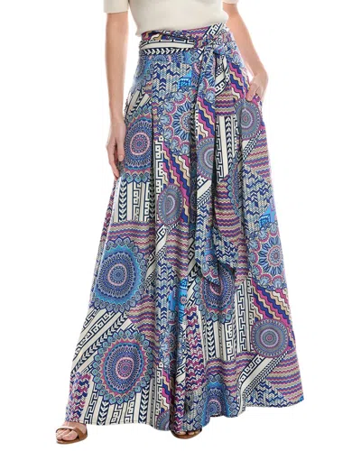 Gracia Tie Waist Palazzo Pant In Blue