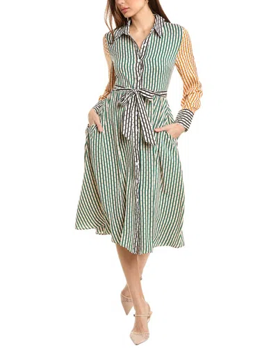 Gracia Tie Waist Shirtdress In Orange