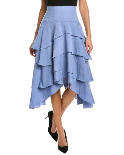 Gracia Tiered High Waist Asymmetrical Skirt In Blue