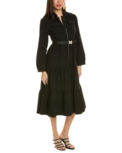 Gracia Tiered Midi Dress In Black