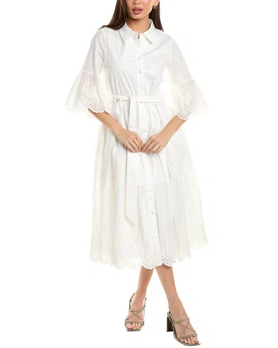 Gracia Tiered Shirtdress In White