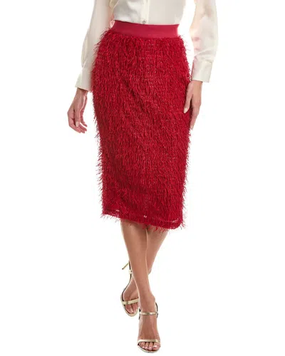 Gracia Tinsel Pencil Skirt In Red