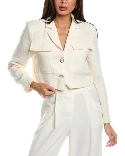 Gracia Tweed Crop Jacket In White