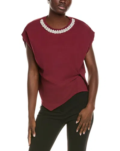 Gracia Twist Knot Top In Burgundy
