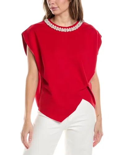 Gracia Twist Knot Top In Red