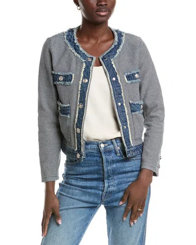 Gracia Two-tone Denim Trim Jacket In Blue