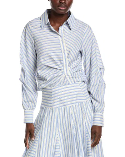 Gracia Vertical & Horizontal Striped Shirt In Blue