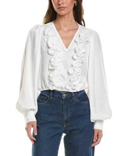 Gracia V-neck Detailed Crop Top In Animal Print