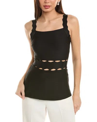 Gracia Wave Punched Pattern Top In Black