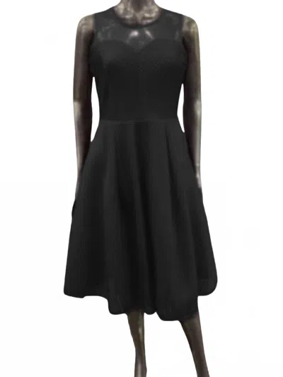 Gracia Womans Stripe Mesh Cocktail Dress In Black