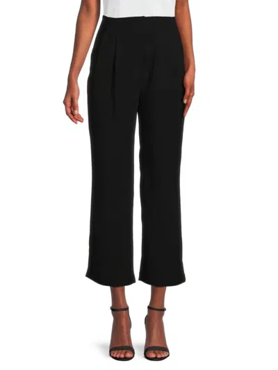 Gracia Women's Pleated Straight Cropped Wide Leg Pants In Black