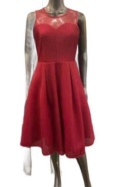 Gracia Women's Stripe Mesh Cocktail Dress In Red