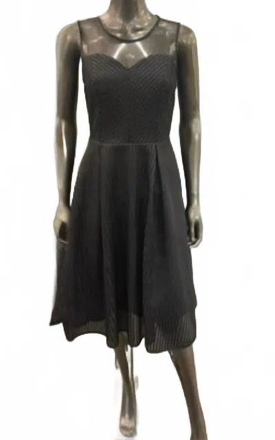 Gracia Women's Stripe Mesh Sleeveless Cocktail Dress In Black