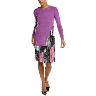 Gracia Womens Abstract Pleated Shift Dress In Purple