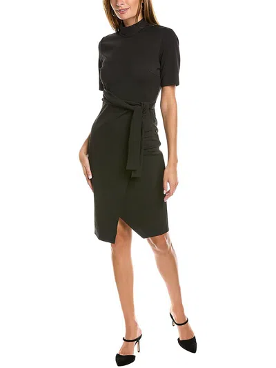 Gracia Womens Crepe Knee-length Wrap Dress In Black