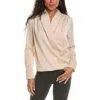 Gracia Womens Draped V-neck Top In Neutral