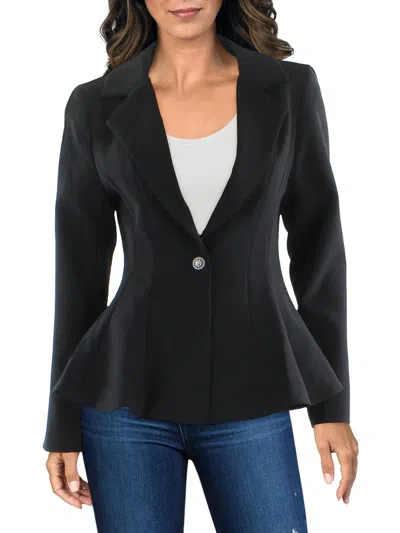 Gracia Womens Embellished Business One-button Blazer In Black
