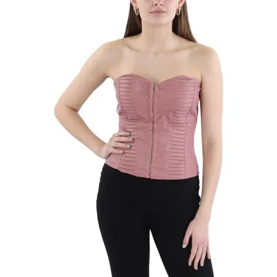 Gracia Womens Faux Leather Hook And Eye Pullover Top In Multi