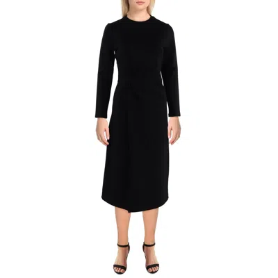 Gracia Womens Knot Front Below Knee Midi Dress In Black