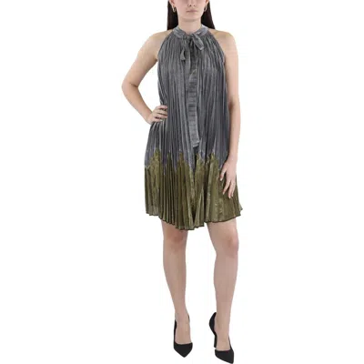 Gracia Womens Metallic Neck Tie Cocktail And Party Dress In Silver
