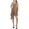 Gracia Womens Polyester Fit & Flare Dress In Beige