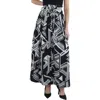 Gracia Womens Printed Pleated Maxi Skirt In Black