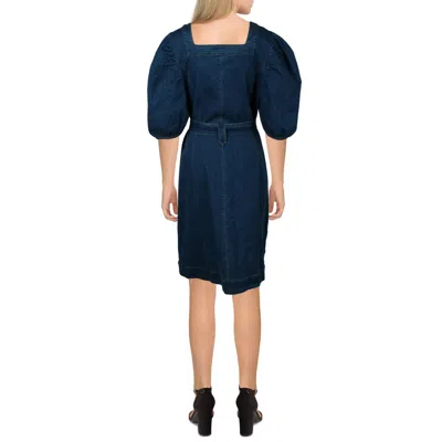 Gracia Womens Solid Denim Shirtdress In Blue