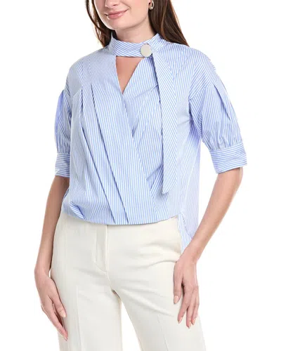 Gracia Wrap Front Blouse In Blue