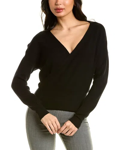 Gracia Wrap Knit Sweater Top In Black