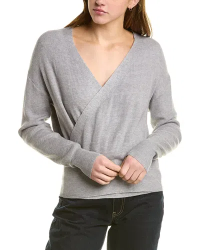 Gracia Wrap Knit Sweater Top In Gray