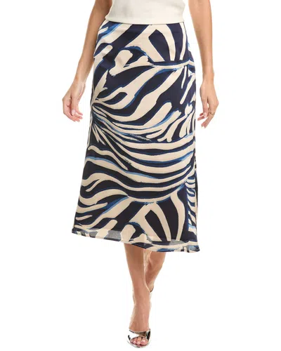 Gracia Zebra Stripe Satin Mermaid Skirt In Blue