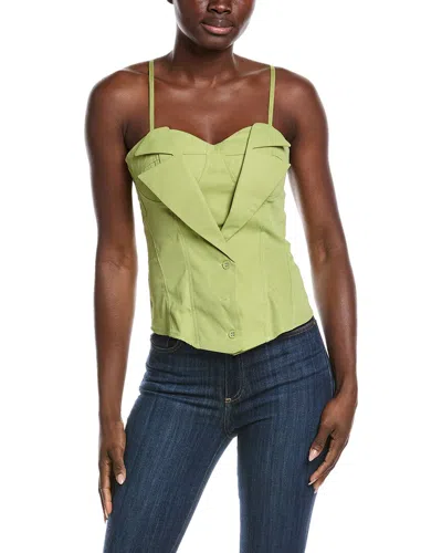 Gracia Zip-up Corset Top In Green