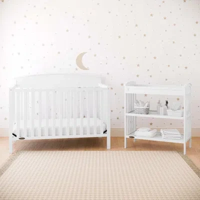 Graco Benton 5-in-1 Convertible Crib And Changing Table 2-piece Collection Nursery Set In White