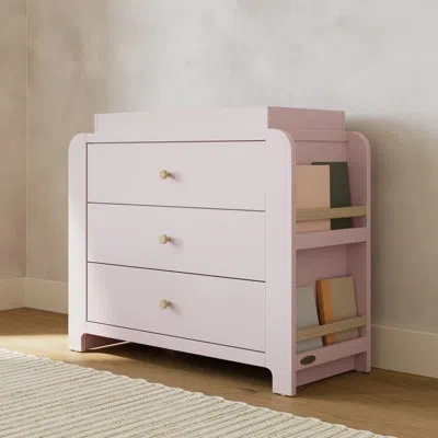 Graco Read-with-me 3 Drawer Chest With Bookshelves And Removable Changing Topper In Blush,driftwood