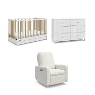 Graco Teddi 5-in-1 Convertible Crib With Drawer, 6 Drawer Dresser, And Power Recliner 3-piece Collection N In Brown