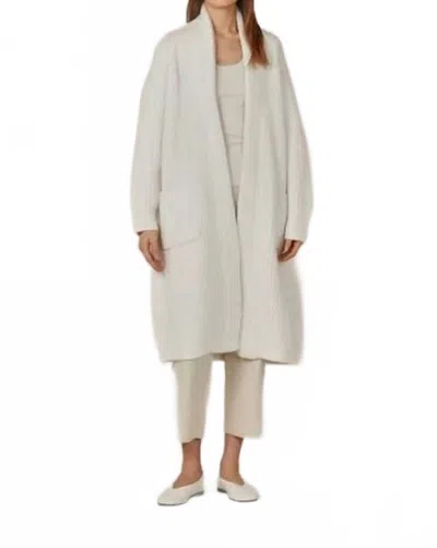 Grade & Gather - 80342- Long Shawl Collar Cardigan: Ivory In White