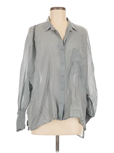Pre-owned Grade & Gather 3/4 Sleeve Button Down Shirt In Gray