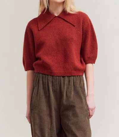 Grade & Gather 3/4 Sleeve Knit Top In Maple In Red