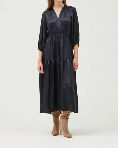 Grade & Gather 3/4 Sleeves Holiday Midi Dress In Black