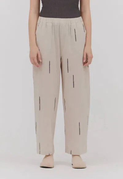 Grade & Gather Abstract Cotton Print Pants In Stucco