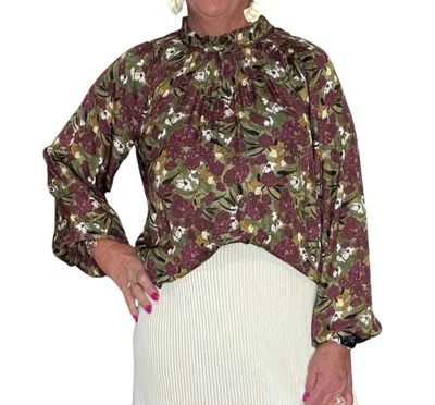 Grade & Gather Balloon Sleeve Blouse In Multicolor In Neutral