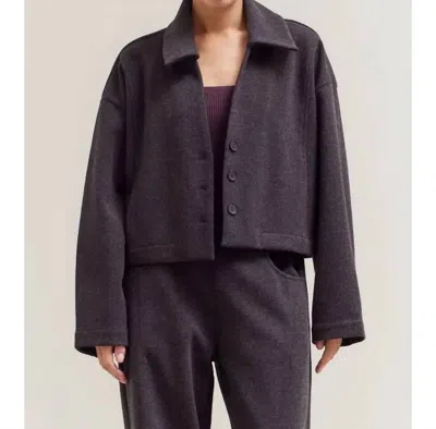 Grade & Gather Bella Crop Wool Collar Jacket In Coal In Blue