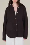Grade & Gather Boucle Button Down Cardigan In Deep Chocolate In Multi