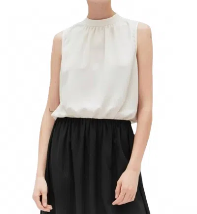 Grade & Gather Bubble Crop Top In Off White