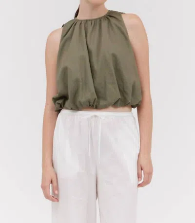 Grade & Gather Bubble Hem Top In Dry Sage In Green