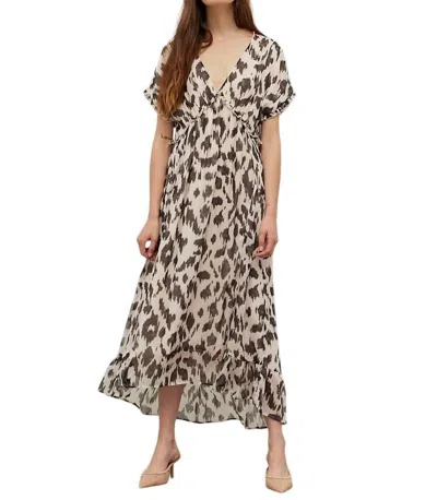 Grade & Gather Chiffon Midi Dress In Animal Print In Multi